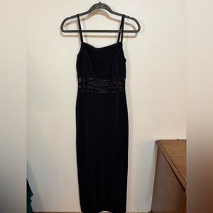 Vintage sheer middle Elegant Black Dress